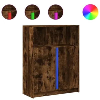 Komoda - Predalnik z LED dimljeni hrast 77x34x100 cm inženirski les