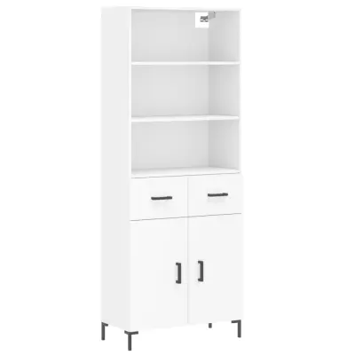 Visoka omara - Komoda - Predalnik bela 69,5x34x180 cm inženirski les