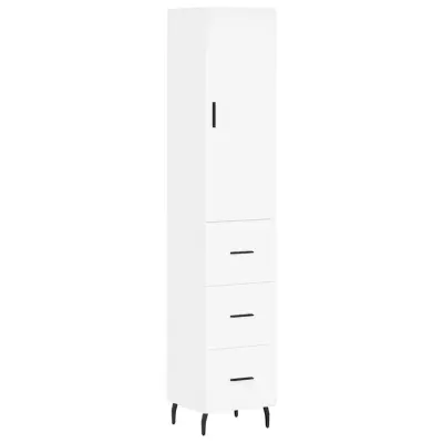 Visoka omara - Komoda - Predalnik bela 34,5x34x180 cm inženirski les