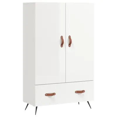 Visoka omara - Komoda - Predalnik visok sijaj bela 69,5x31x115 inženirski les