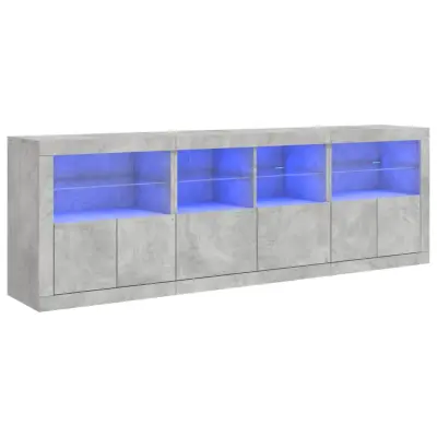 Komoda - Predalnik z LED lučkami betonsko siva 202x37x67 cm