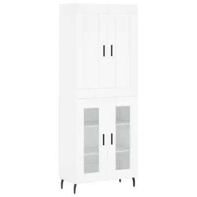 Visoka omara - Komoda - Predalnik bela 69,5x34x180 cm inženirski les