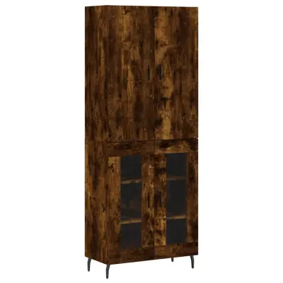 Visoka Komoda - Predalnik dimljen hrast 69,5x34x180 cm inženirski les