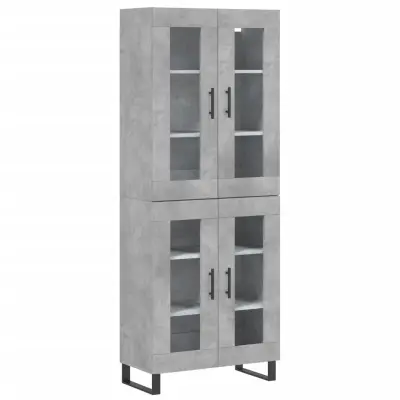 Visoka Komoda - Predalnik betonsko siva 69,5x34x180 cm inženirski les