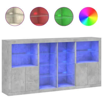 Komoda - Predalnik z LED lučkami betonsko siva 202x37x100 cm