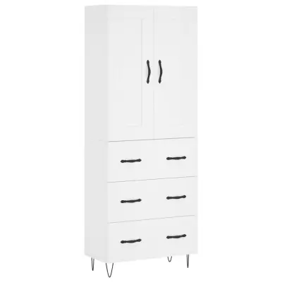 Visoka omara - Komoda - Predalnik bela 69,5x34x180 cm inženirski les