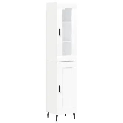 Visoka omara - Komoda - Predalnik bela 34,5x34x180 cm inženirski les