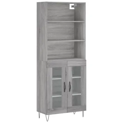 Visoka Komoda - Predalnik siva sonoma 69,5x34x180 cm inženirski les