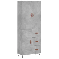 Visoka Komoda - Predalnik betonsko siva 69,5x34x180 cm inženirski les