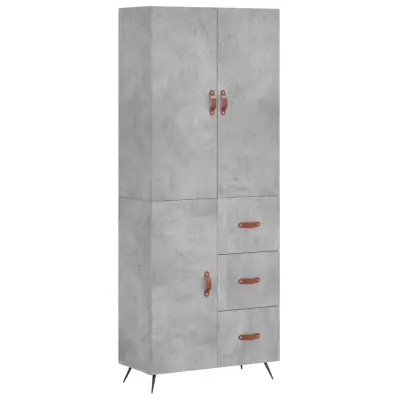 Visoka Komoda - Predalnik betonsko siva 69,5x34x180 cm inženirski les