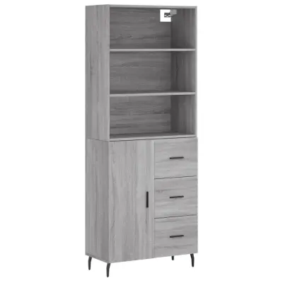 Visoka Komoda - Predalnik siva sonoma 69,5x34x180 cm inženirski les
