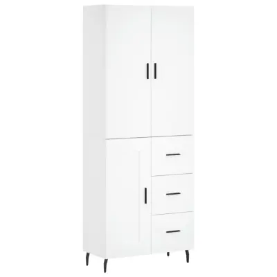 Visoka omara - Komoda - Predalnik bela 69,5x34x180 cm inženirski les