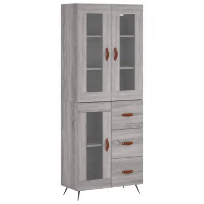 Visoka Komoda - Predalnik siva sonoma 69,5x34x180 cm inženirski les