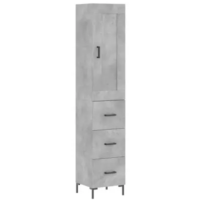 Visoka omara - Komoda - Predalnik betonsko siva 34,5x34x180 cm inženirski les