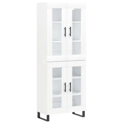 Visoka omara - Komoda - Predalnik bela 69,5x34x180 cm inženirski les