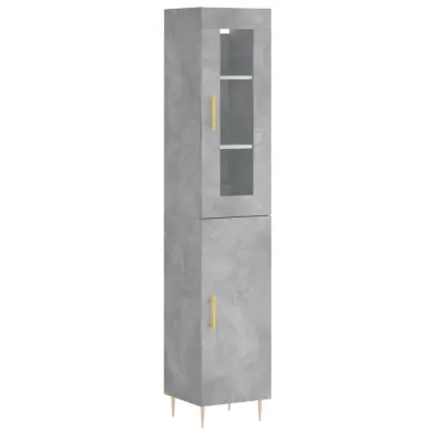 Visoka omara - Komoda - Predalnik betonsko siva 34,5x34x180 cm inženirski les