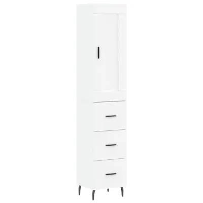Visoka omara - Komoda - Predalnik bela 34,5x34x180 cm inženirski les