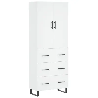 Visoka omara - Komoda - Predalnik bela 69,5x34x180 cm inženirski les