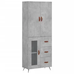 Visoka Komoda - Predalnik betonsko siva 69,5x34x180 cm inženirski les