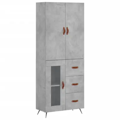 Visoka Komoda - Predalnik betonsko siva 69,5x34x180 cm inženirski les