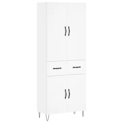 Visoka omara - Komoda - Predalnik bela 69,5x34x180 cm inženirski les