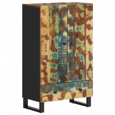 Visoka omara - Komoda - Predalnik s predalom 60x33x100 cm trden predelan les železo