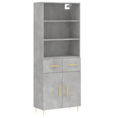 Visoka Komoda - Predalnik betonsko siva 69,5x34x180 cm inženirski les