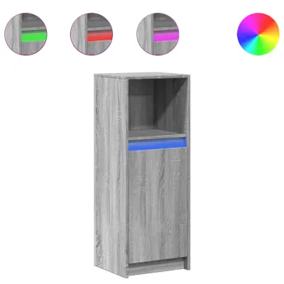 Komoda - Predalnik z LED siva sonoma 38x34x100 cm inženirski les