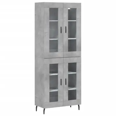 Visoka Komoda - Predalnik betonsko siva 69,5x34x180 cm inženirski les