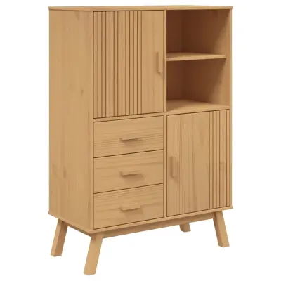 Visoka Komoda - Predalnik OLDEN rjava 85x43x125 cm trdna borovina