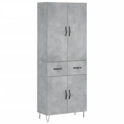Visoka Komoda - Predalnik betonsko siva 69,5x34x180 cm inženirski les
