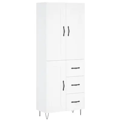 Visoka omara - Komoda - Predalnik bela 69,5x34x180 cm inženirski les