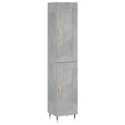 Visoka omara - Komoda - Predalnik betonsko siva 34,5x34x180 cm inženirski les