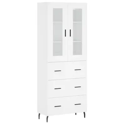 Visoka omara - Komoda - Predalnik bela 69,5x34x180 cm inženirski les