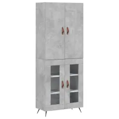 Visoka Komoda - Predalnik betonsko siva 69,5x34x180 cm inženirski les