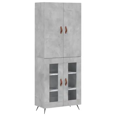 Visoka Komoda - Predalnik betonsko siva 69,5x34x180 cm inženirski les