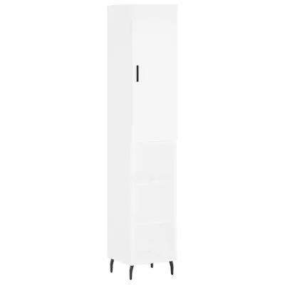 Visoka omara - Komoda - Predalnik bela 34,5x34x180 cm inženirski les