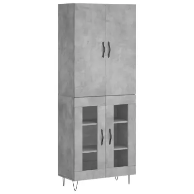 Visoka Komoda - Predalnik betonsko siva 69,5x34x180 cm inženirski les
