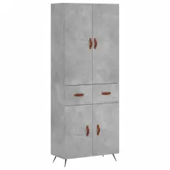 Visoka Komoda - Predalnik betonsko siva 69,5x34x180 cm inženirski les