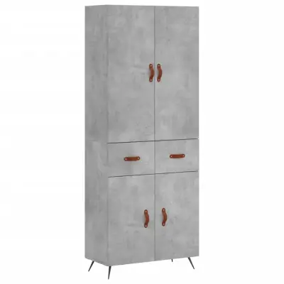 Visoka Komoda - Predalnik betonsko siva 69,5x34x180 cm inženirski les