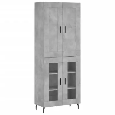 Visoka Komoda - Predalnik betonsko siva 69,5x34x180 cm inženirski les