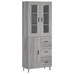 Visoka Komoda - Predalnik siva sonoma 69,5x34x180 cm inženirski les