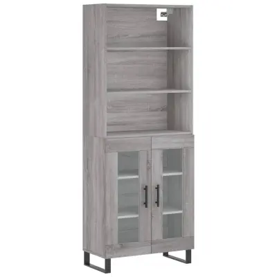 Visoka Komoda - Predalnik siva sonoma 69,5x34x180 cm inženirski les