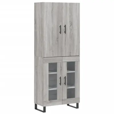 Visoka Komoda - Predalnik siva sonoma 69,5x34x180 cm inženirski les