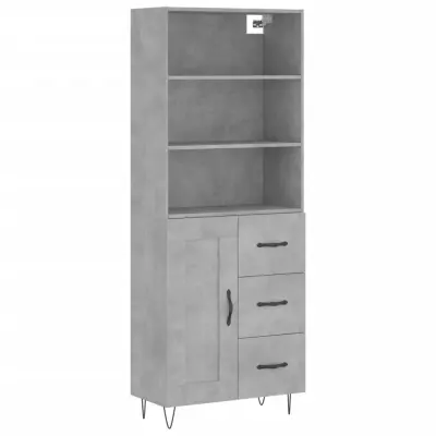 Visoka Komoda - Predalnik betonsko siva 69,5x34x180 cm inženirski les