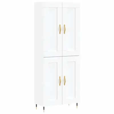 Visoka omara - Komoda - Predalnik bela 69,5x34x180 cm inženirski les