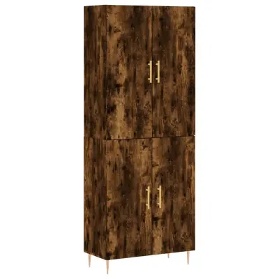 Visoka Komoda - Predalnik dimljen hrast 69,5x34x180 cm inženirski les