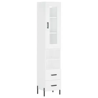 Visoka omara - Komoda - Predalnik bela 34,5x34x180 cm inženirski les