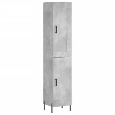 Visoka omara - Komoda - Predalnik betonsko siva 34,5x34x180 cm inženirski les