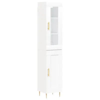 Visoka omara - Komoda - Predalnik bela 34,5x34x180 cm inženirski les
